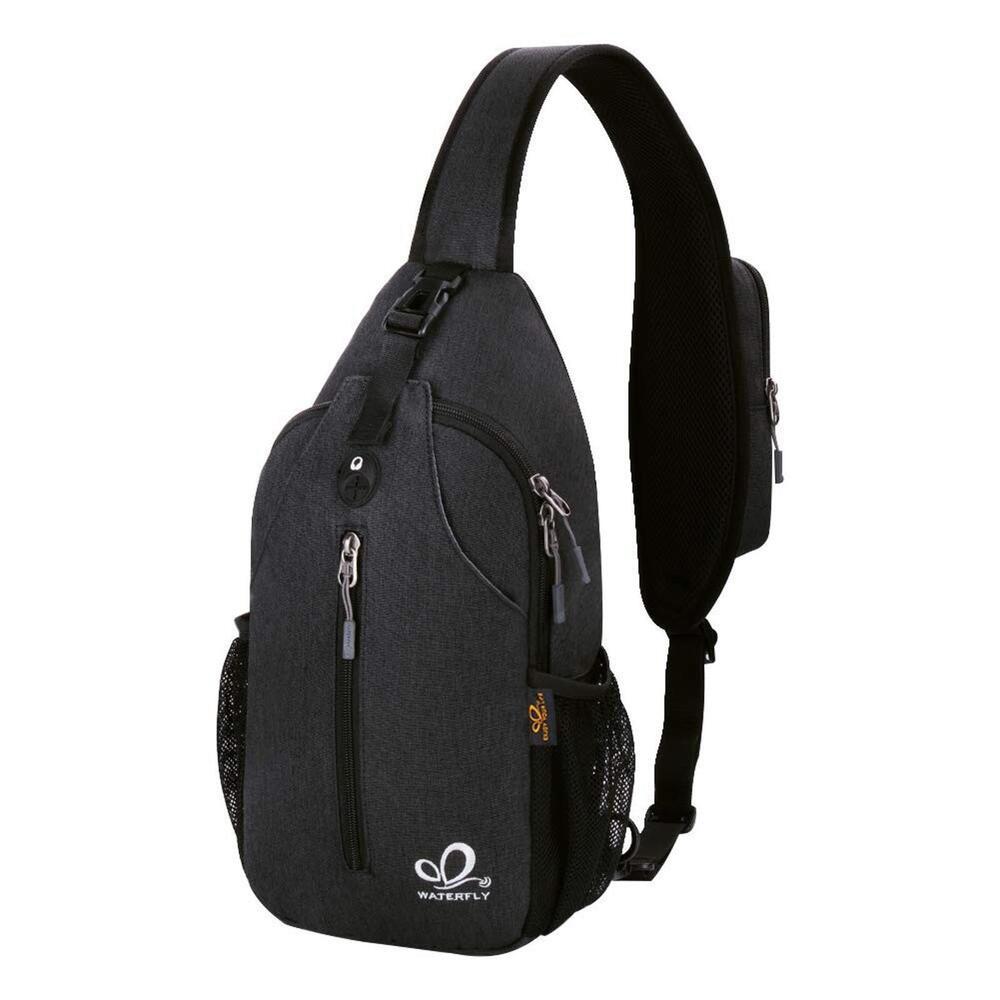 Crossbody Sling Backpack Sling Bag Travel Hiking Chest Bag Daypack (Black)